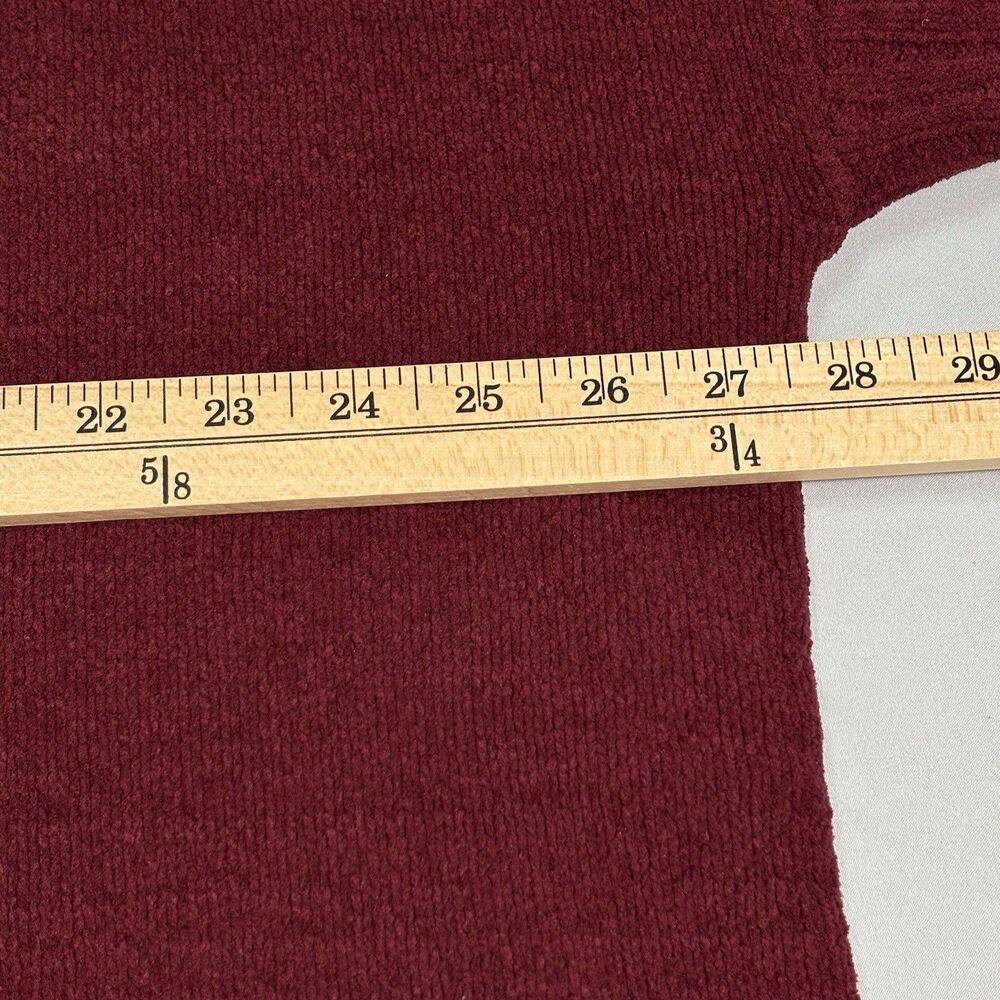 J Jill Chenille Oversized Sweater XL Burgundy Drop Shoulder Mock Neck Pockets - Picture 7 of 10